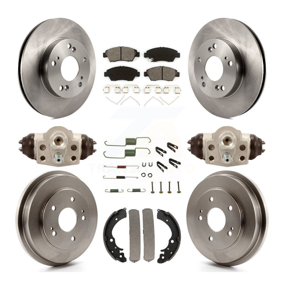 Front Rear Disc Brake Rotors Semi-Metallic Pads And Drum Kit (9Pc) For Honda Civic K8S-102249