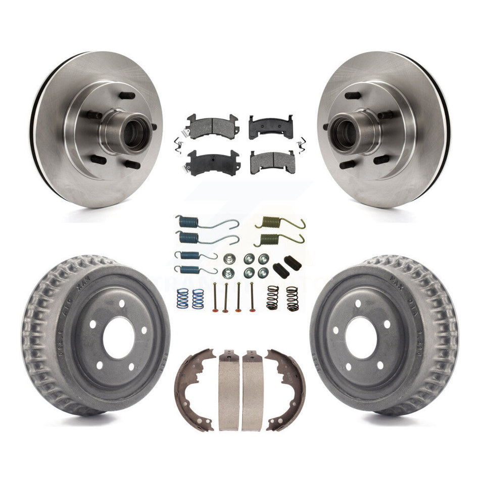 Front Rear Disc Brake Rotors Hub Assembly Semi-Metallic Pads And Drum Kit (7Pc) For 1991-1991 GMC Sonoma Chevrolet S10 Blazer S15 Jimmy With ABS Tone Ring RWD K8S-102286
