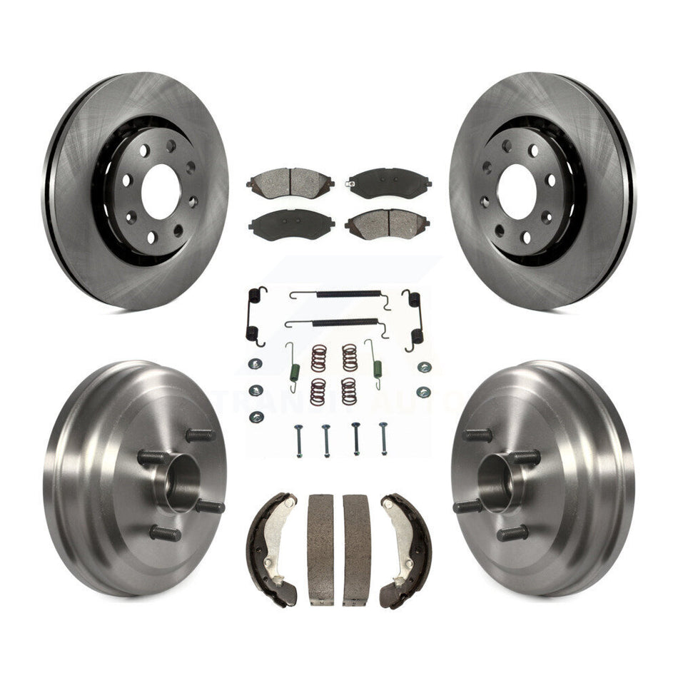 Front Rear Disc Brake Rotors Semi-Metallic Pads And Drum Kit (7Pc) For Chevrolet Aveo Aveo5 Pontiac G3 Wave Wave5 With Hub Assembly K8S-102302