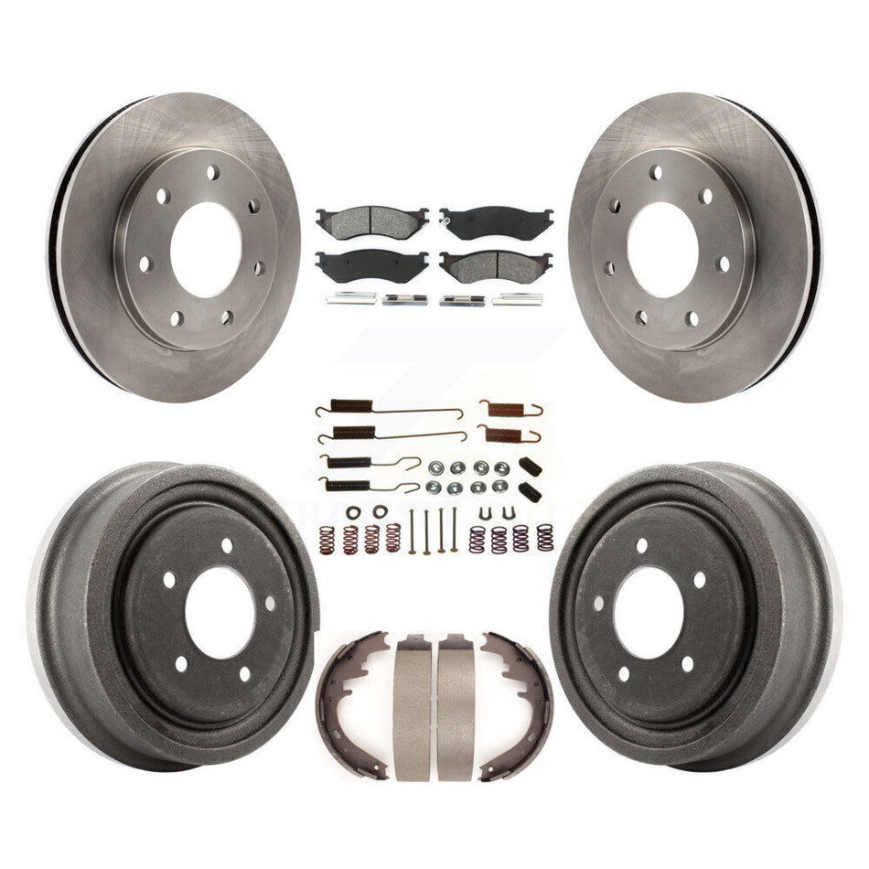 Front Rear Disc Brake Rotors Semi-Metallic Pads And Drum Kit (7Pc) For 1999 Ford F-150 4WD With 7 Lug Wheels K8S-102321