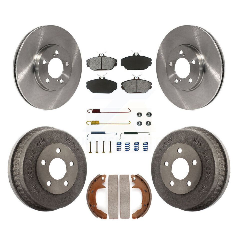 Front Rear Disc Brake Rotors Semi-Metallic Pads And Drum Kit (7Pc) For 2001-2002 Ford Taurus Sedan with rear brakes With Police or Taxi Package K8S-102322