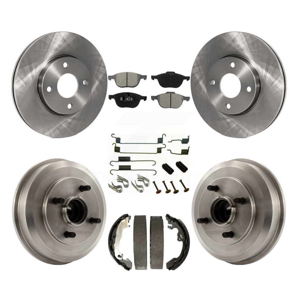 Front Rear Disc Brake Rotors Semi-Metallic Pads And Drum Kit (7Pc) For 2005-2007 Ford Focus Wheel Bearing Includes K8S-102328