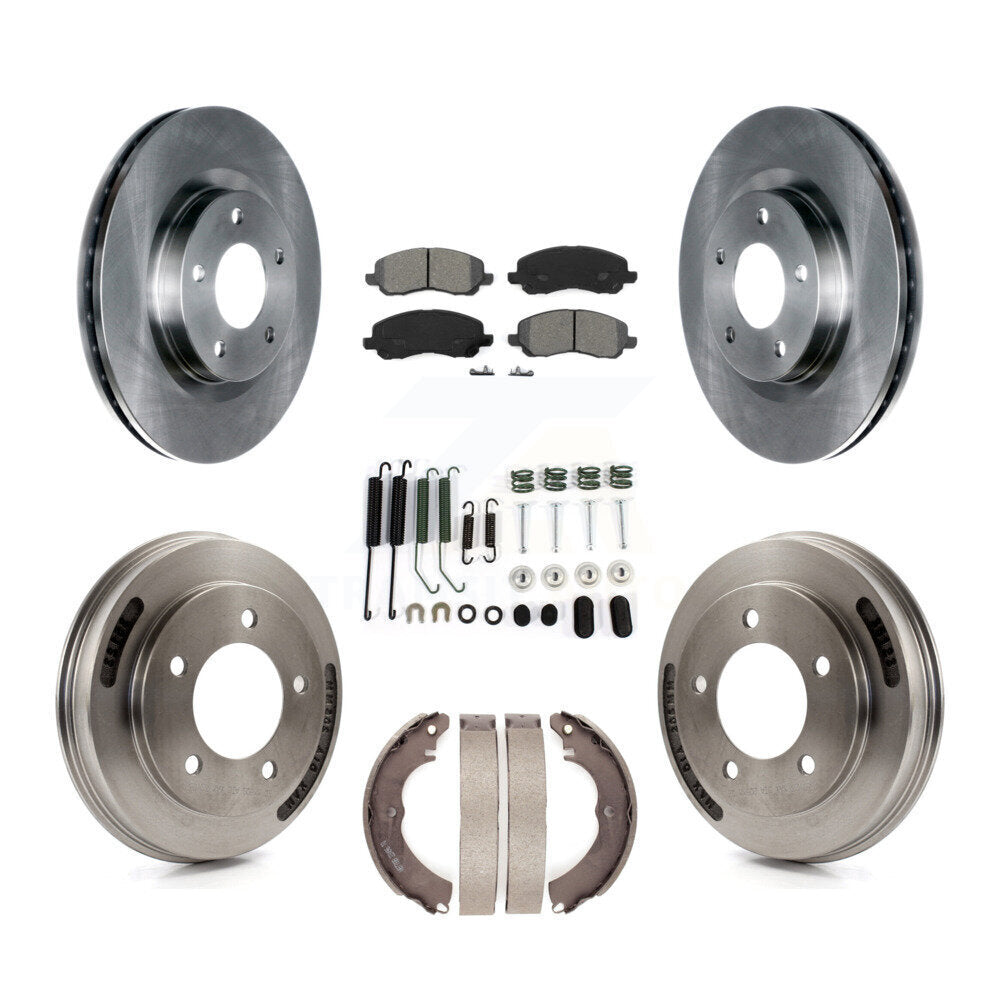 Front Rear Brake Rotors Semi-Metallic Pad & Drum Kit (7Pc) For 2008 Mitsubishi Lancer GTS K8S-102352