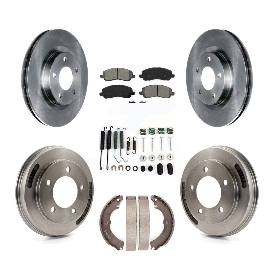 Front Rear Brake Rotors Semi-Metallic Pad & Drum Kit (7Pc) For 2008 Mitsubishi Lancer GTS K8S-102352