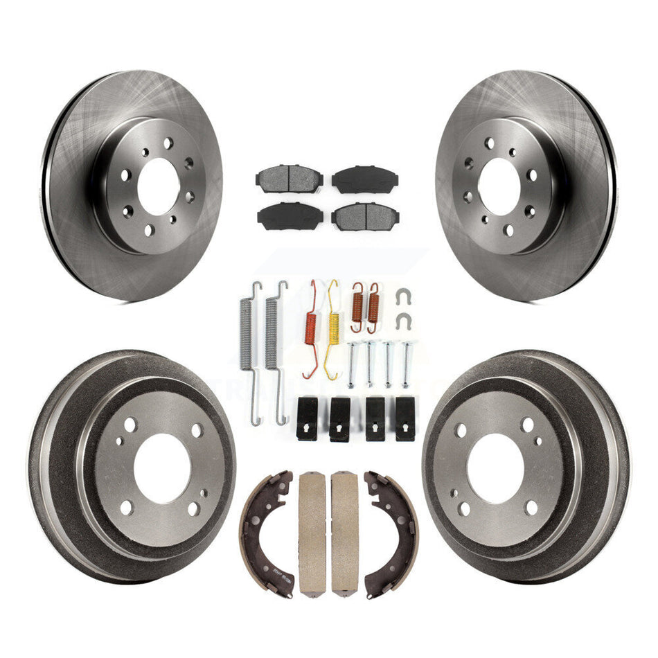 Front Rear Disc Brake Rotors Semi-Metallic Pads And Drum Kit (7Pc) For 1994 Honda Civic EX with 2 doors Coupe Manual transmission K8S-102354