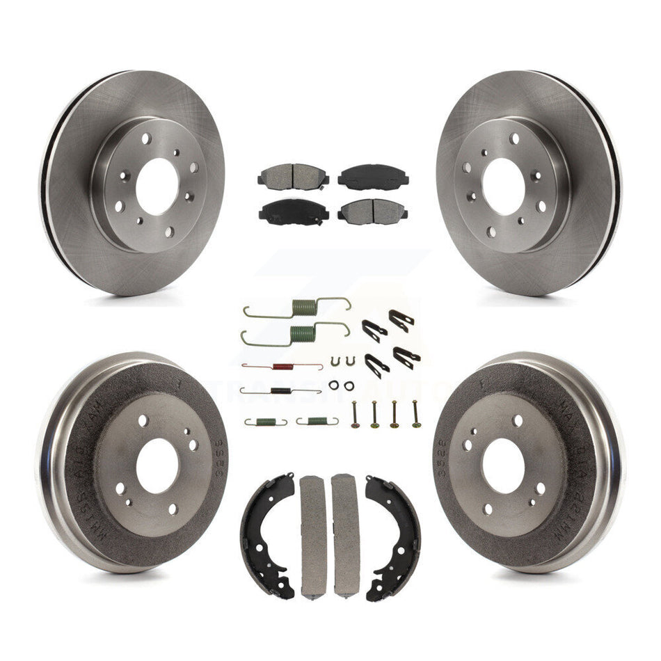 Front Rear Disc Brake Rotors Semi-Metallic Pads And Drum Kit (7Pc) For Honda Accord K8S-102370