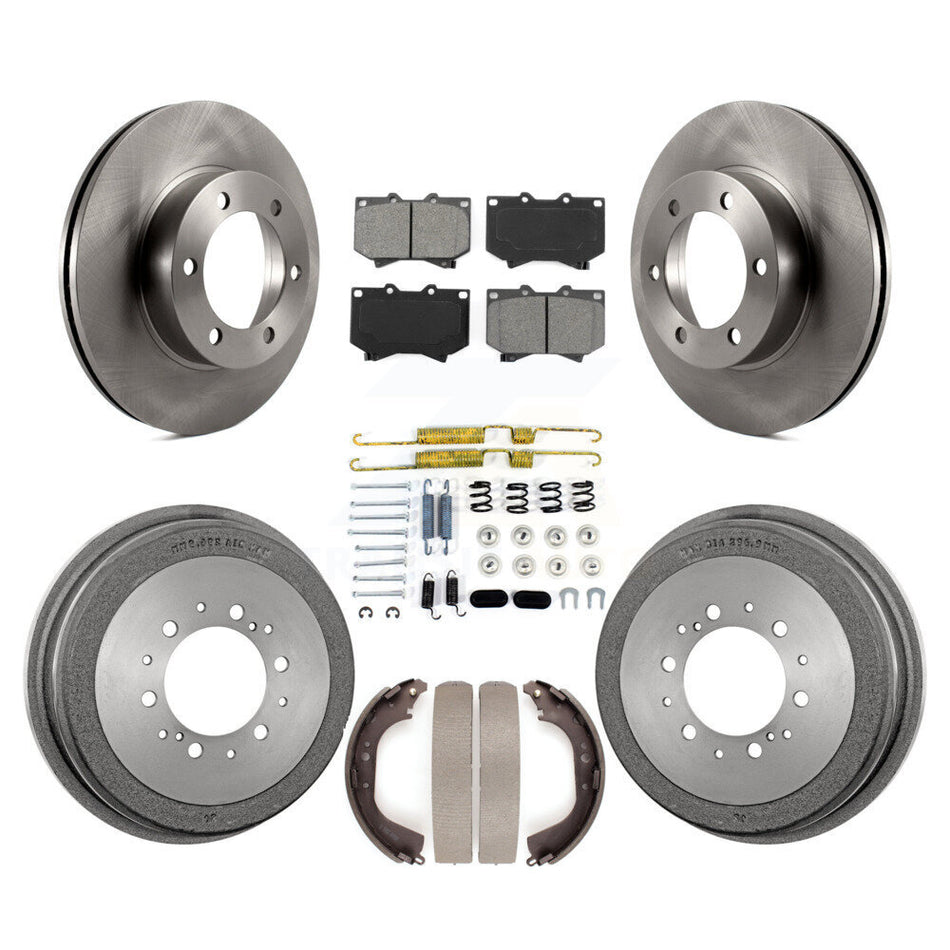 Front Rear Disc Brake Rotors Semi-Metallic Pads And Drum Kit (7Pc) For 2000-2002 Toyota Tundra 4.7" Plate Length K8S-102381