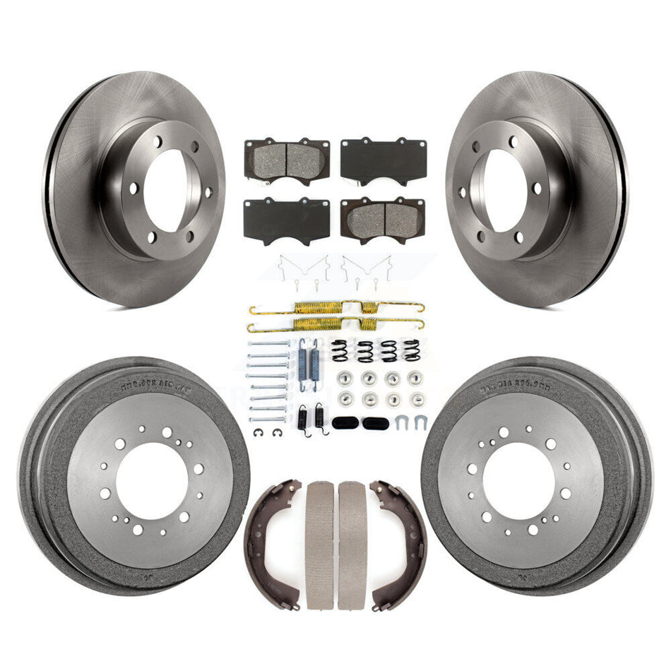 Front Rear Disc Brake Rotors Semi-Metallic Pads And Drum Kit (7Pc) For 2000-2002 Toyota Tundra 5.3" Plate Length K8S-102382