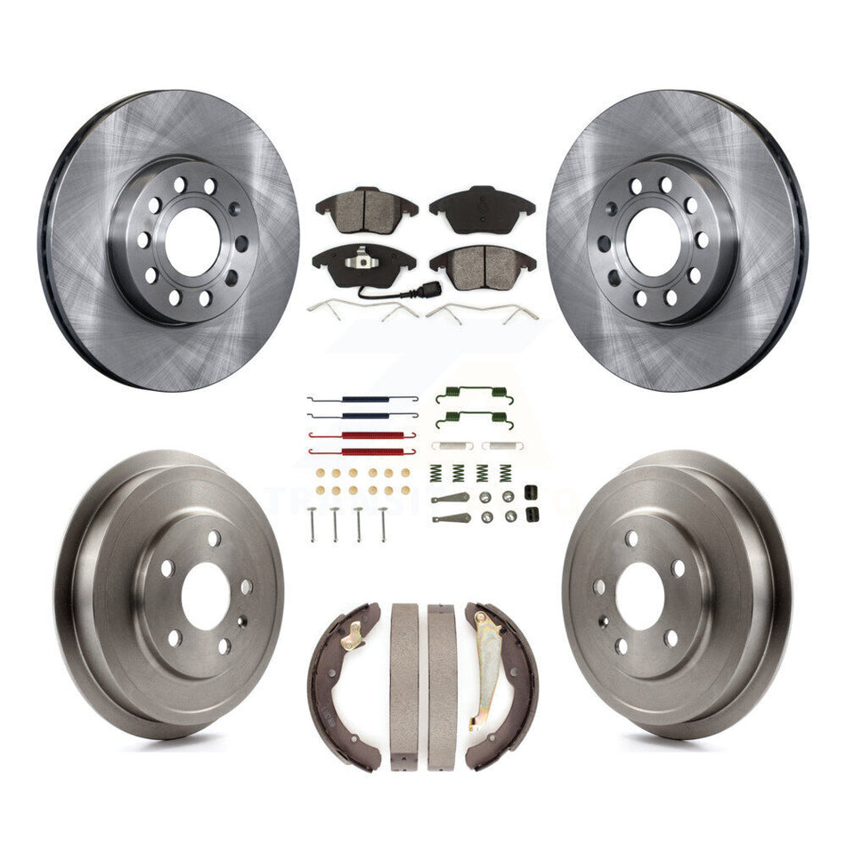 Front Rear Disc Brake Rotors Semi-Metallic Pads And Drum Kit (7Pc) For Volkswagen Jetta K8S-102394