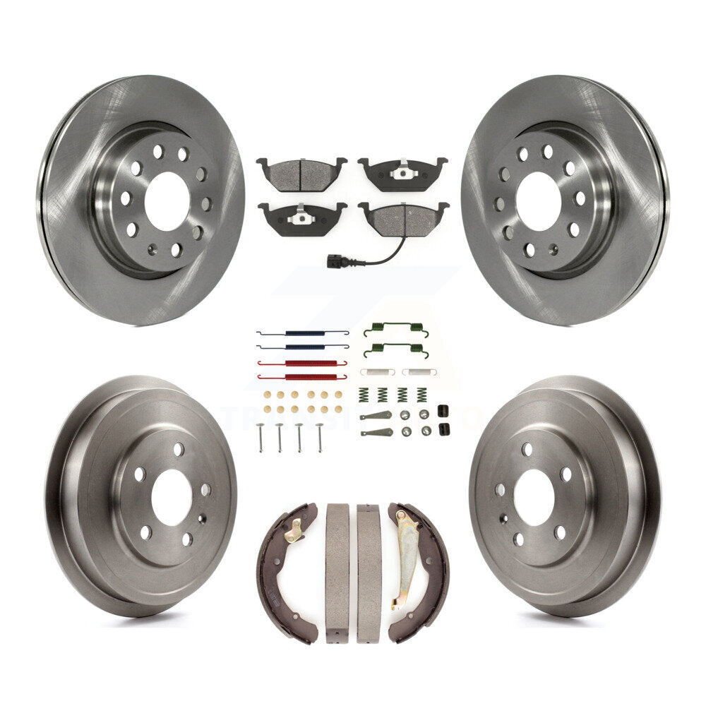 Front Rear Disc Brake Rotors Semi-Metallic Pads And Drum Kit (7Pc) For Volkswagen Jetta K8S-102402