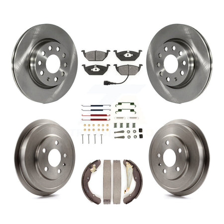 Front Rear Disc Brake Rotors Semi-Metallic Pads And Drum Kit (7Pc) For Volkswagen Jetta K8S-102402