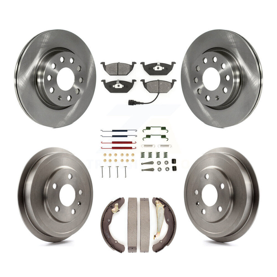 Front Rear Disc Brake Rotors Semi-Metallic Pads And Drum Kit (7Pc) For Volkswagen Jetta K8S-102402