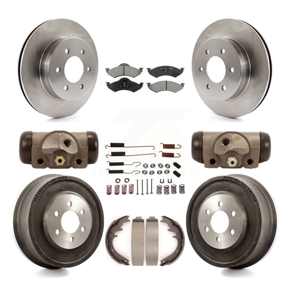 Front Rear Disc Brake Rotors Semi-Metallic Pads And Drum Kit (9Pc) For 2000-2002 Dodge Dakota Durango K8S-102411