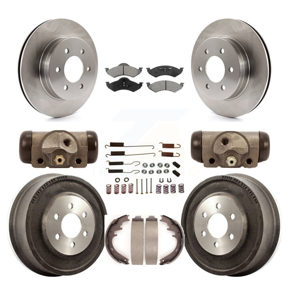 Front Rear Disc Brake Rotors Semi-Metallic Pads And Drum Kit (9Pc) For 2000-2002 Dodge Dakota Durango K8S-102411