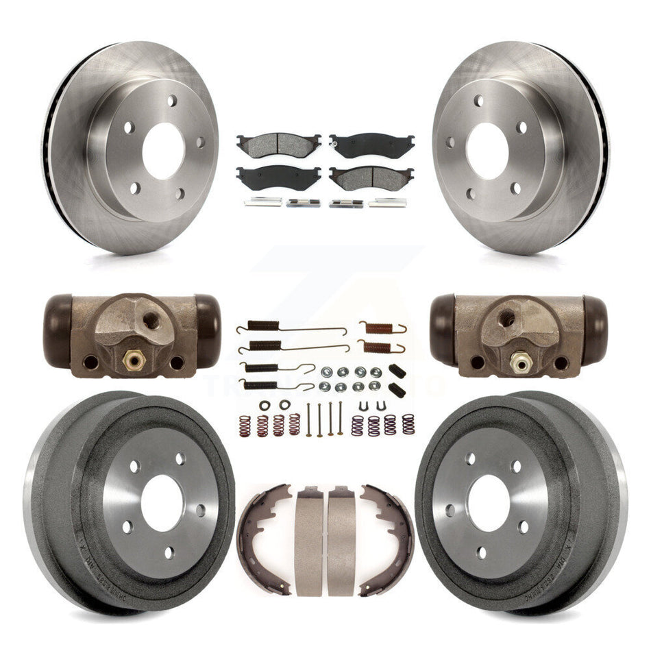 Front Rear Disc Brake Rotors Semi-Metallic Pads And Drum Kit (9Pc) For 2000-2001 Dodge Ram 1500 4WD K8S-102412