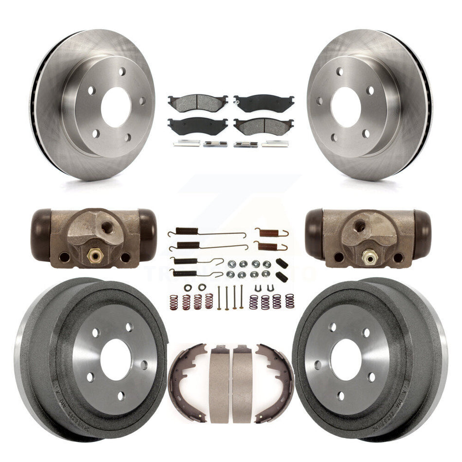 Front Rear Disc Brake Rotors Semi-Metallic Pads And Drum Kit (9Pc) For 2000-2001 Dodge Ram 1500 4WD K8S-102412