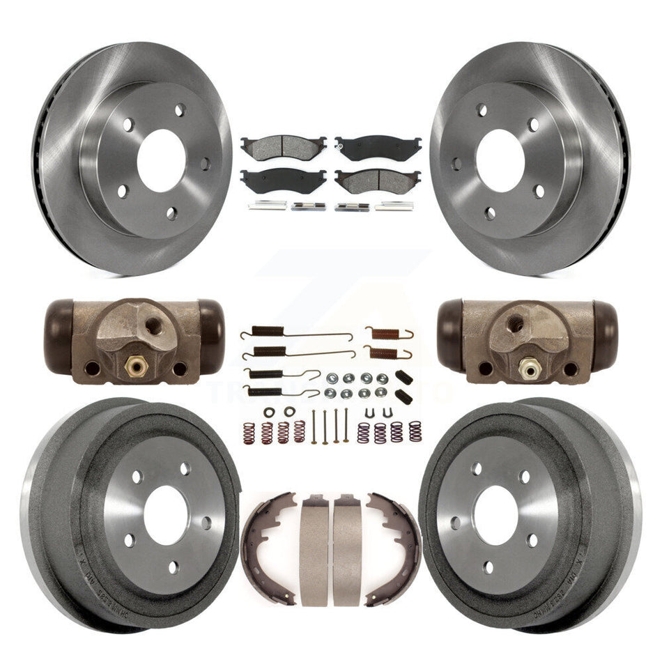 Front Rear Disc Brake Rotors Semi-Metallic Pads And Drum Kit (9Pc) For 2000-2001 Dodge Ram 1500 RWD K8S-102413