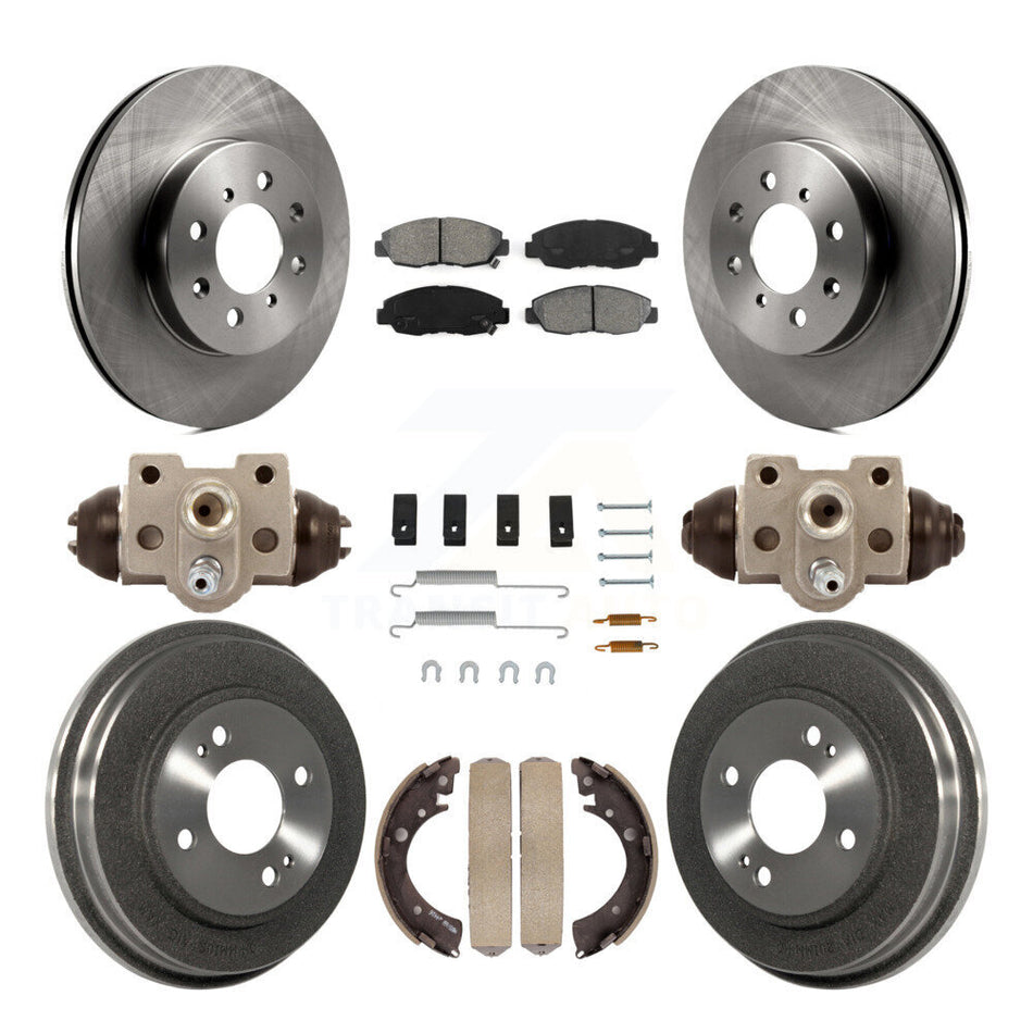 Front Rear Disc Brake Rotors Semi-Metallic Pads And Drum Kit (9Pc) For Honda Civic K8S-102423