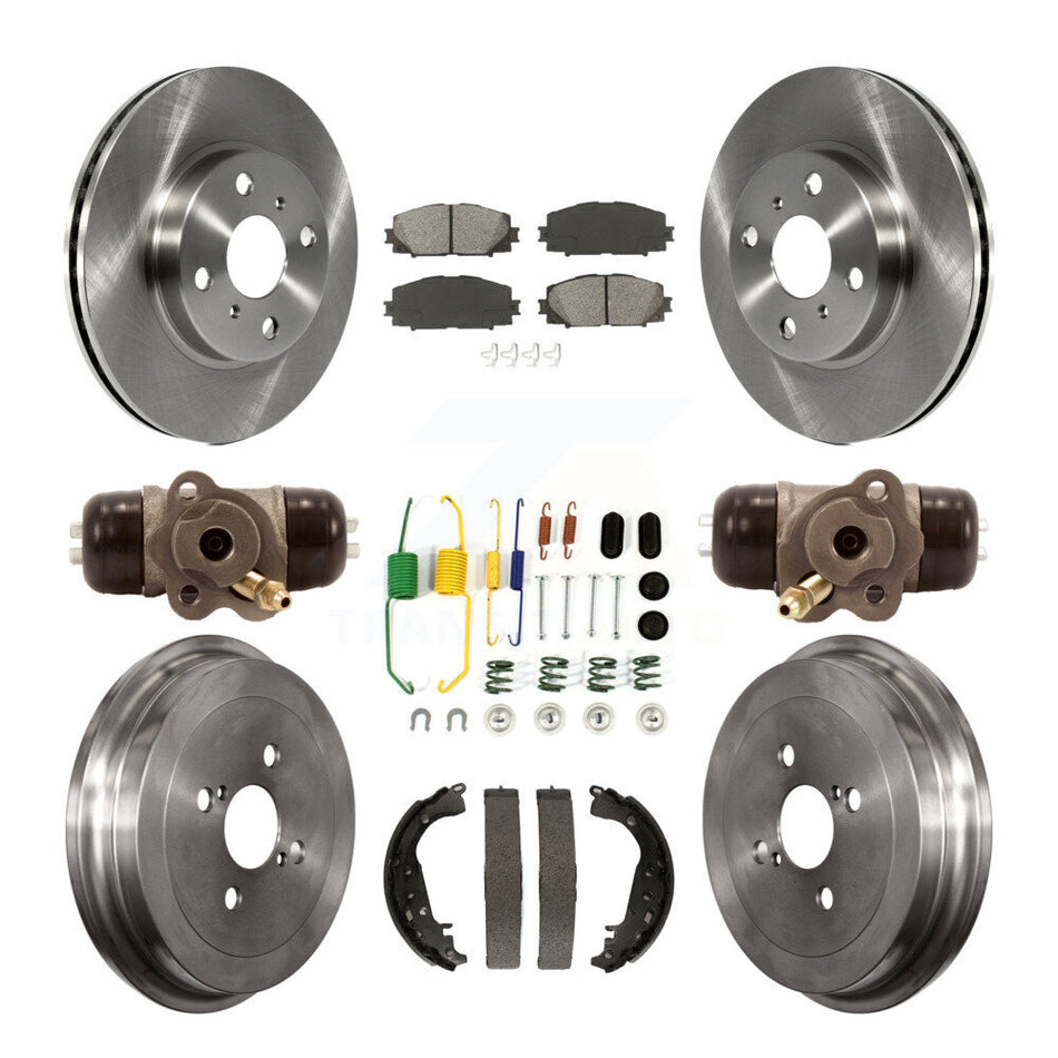 Front Rear Disc Brake Rotors Semi-Metallic Pads And Drum Kit (9Pc) For Toyota Yaris K8S-102457