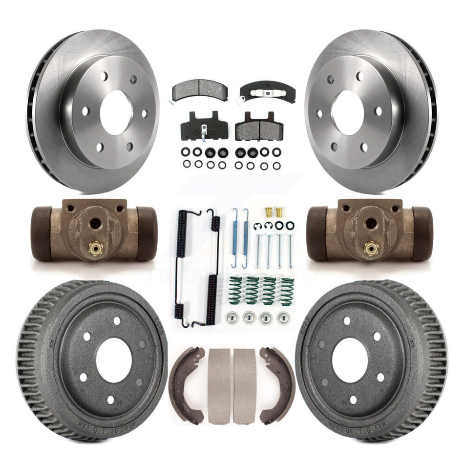 Front Rear Disc Brake Rotors Semi-Metallic Pads And Drum Kit (9Pc) For 1992-1999 Chevrolet K1500 With 10" Diameter K8S-102492