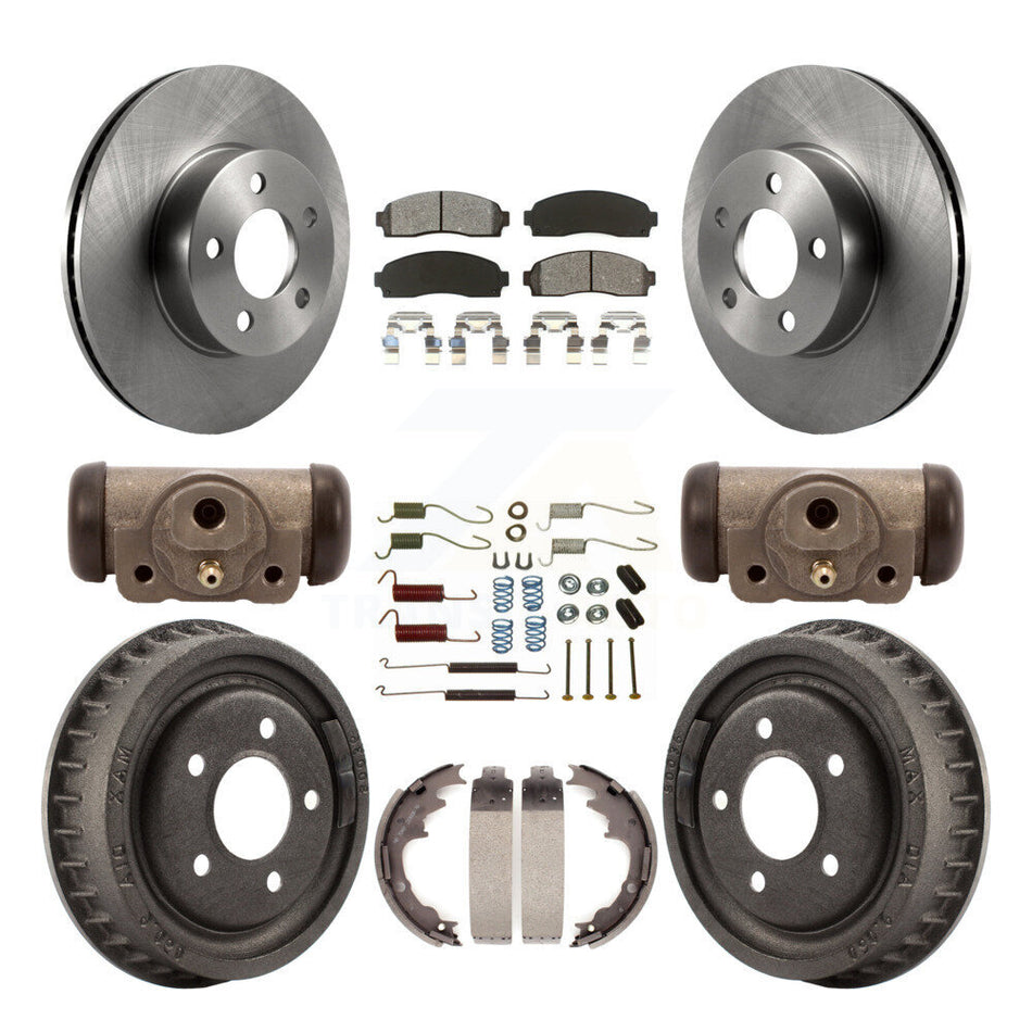 Front Rear Disc Brake Rotors Semi-Metallic Pads And Drum Kit (9Pc) For 2004-2009 Ford Ranger 4WD With 9" Diameter K8S-102507