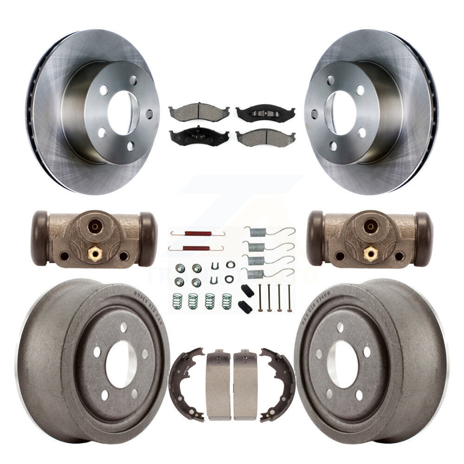 Front Rear Disc Brake Rotors Semi-Metallic Pads And Drum Kit (9Pc) For Jeep Cherokee Wrangler With 9" Diameter K8S-102514