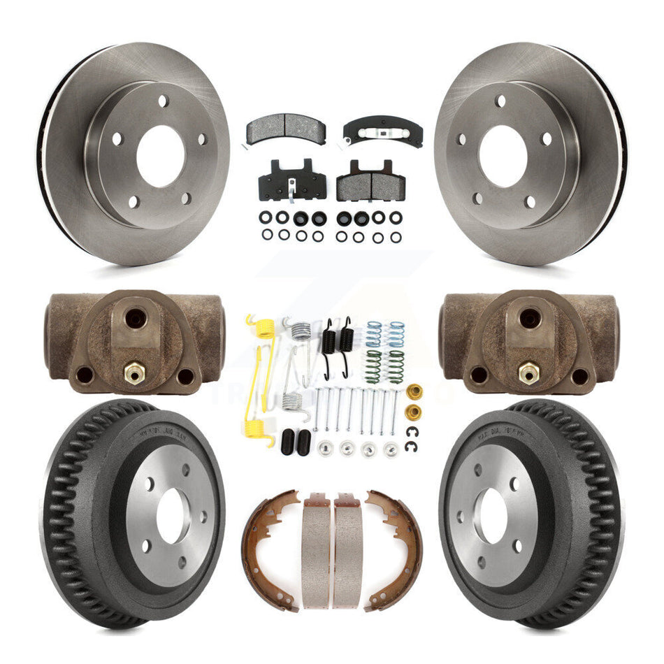 Front Rear Disc Brake Rotors Semi-Metallic Pads And Drum Kit (9Pc) For 1994-1999 Dodge Ram 1500 4WD K8S-102515