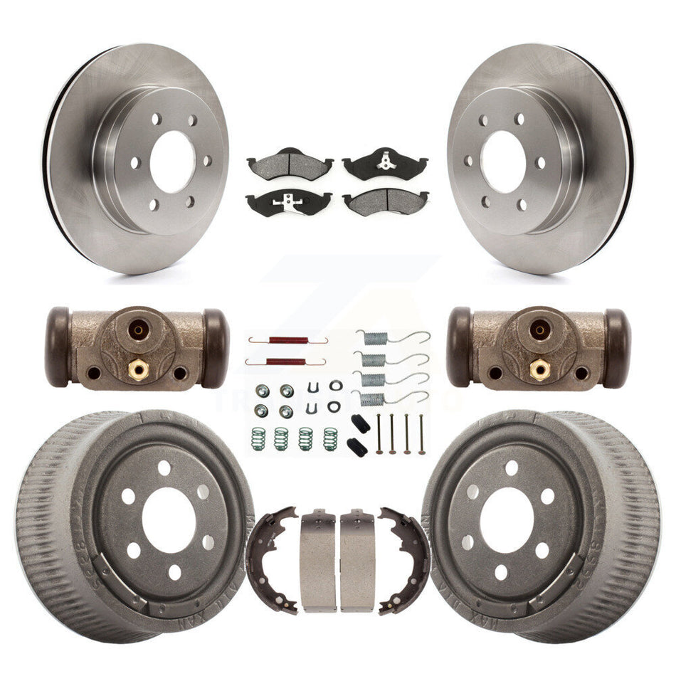 Front Rear Disc Brake Rotors Semi-Metallic Pads And Drum Kit (9Pc) For 1999 Dodge Dakota With 9" Diameter K8S-102517