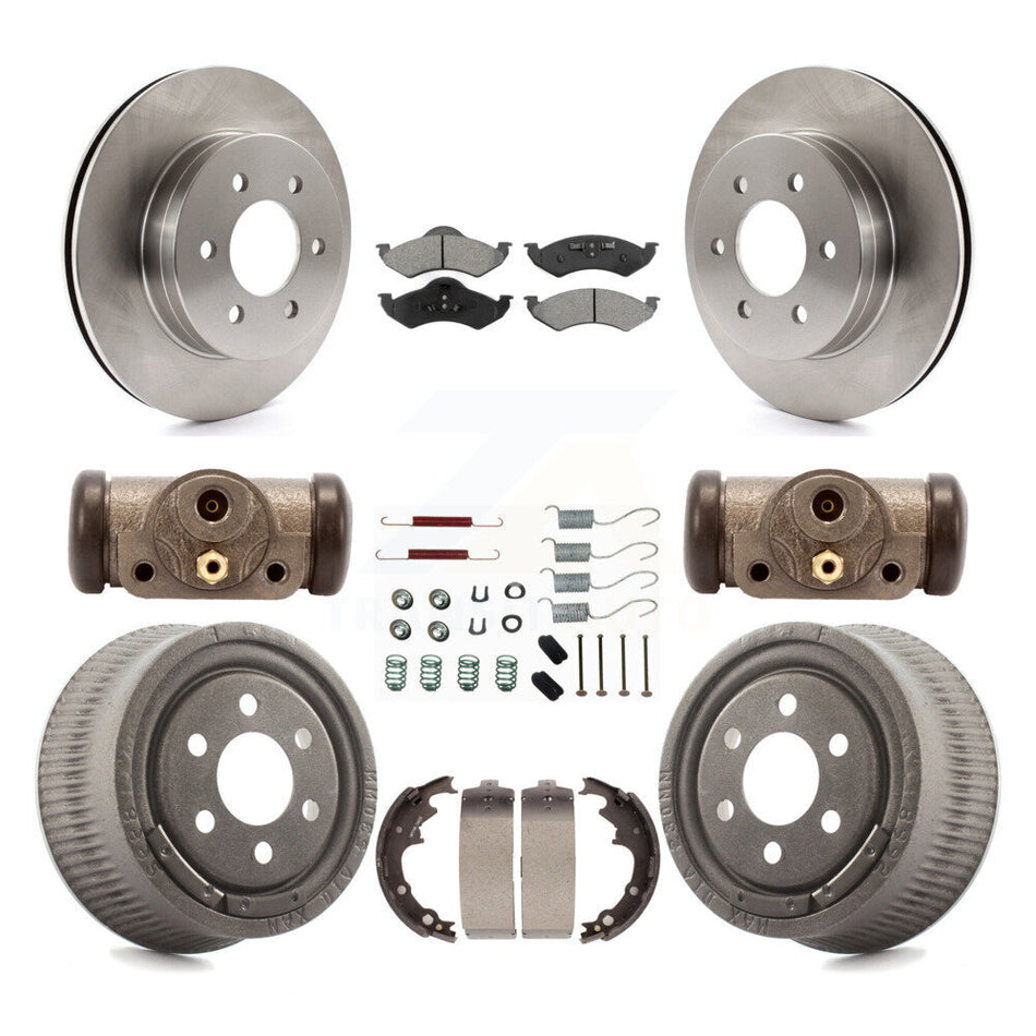 Front Rear Disc Brake Rotors Semi-Metallic Pads And Drum Kit (9Pc) For 2000-2002 Dodge Dakota With 9" Diameter K8S-102518