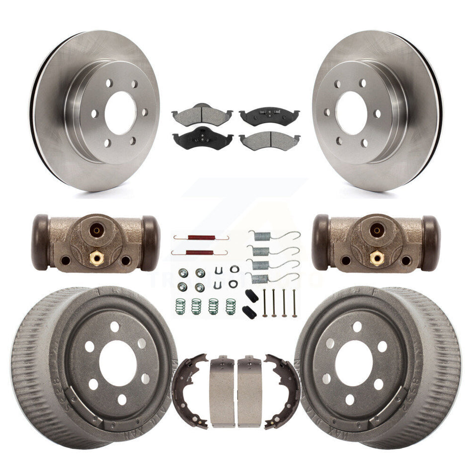 Front Rear Disc Brake Rotors Semi-Metallic Pads And Drum Kit (9Pc) For 2000-2002 Dodge Dakota With 9" Diameter K8S-102518
