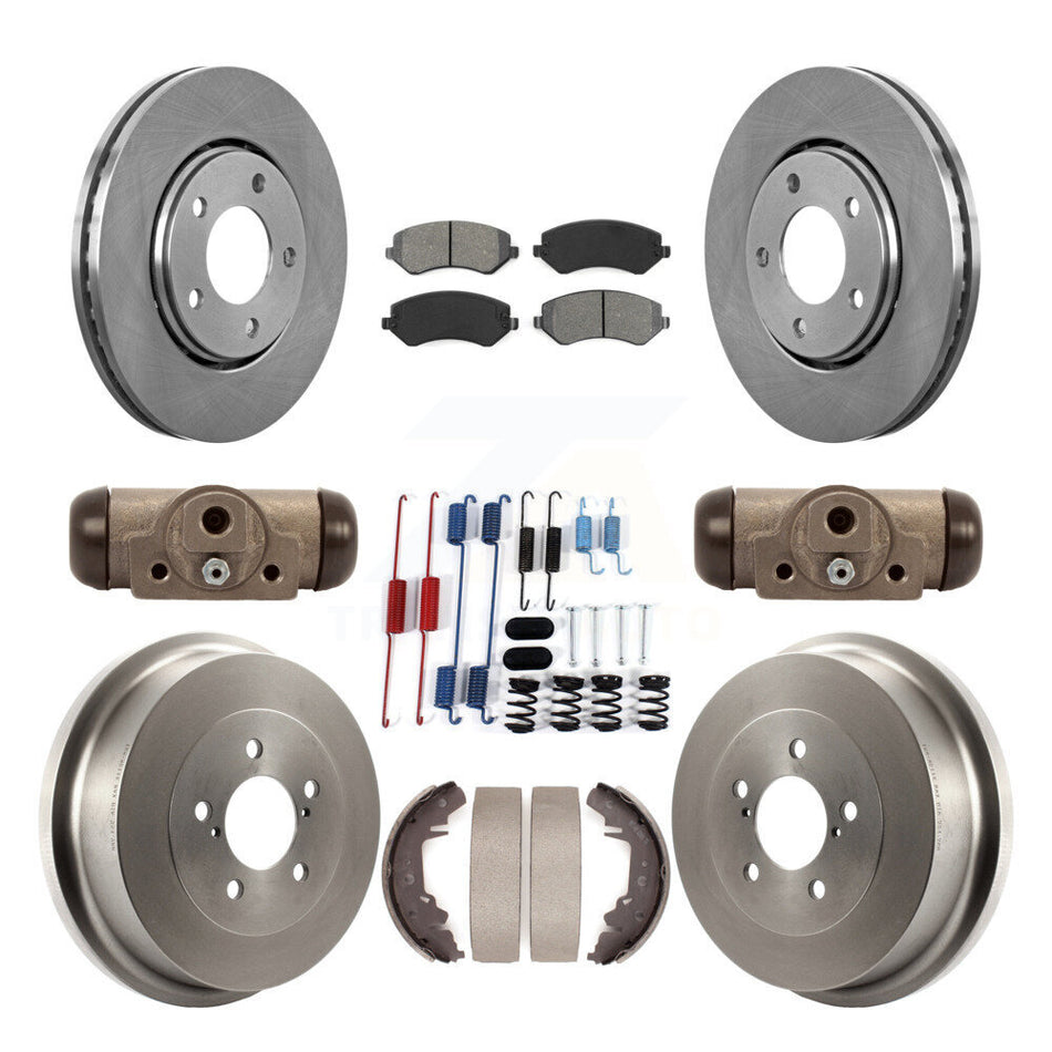 Front Rear Brake Rotors Semi-Metallic Pad Drum Kit (9Pc) For Dodge Caravan Grand Chrysler K8S-102526