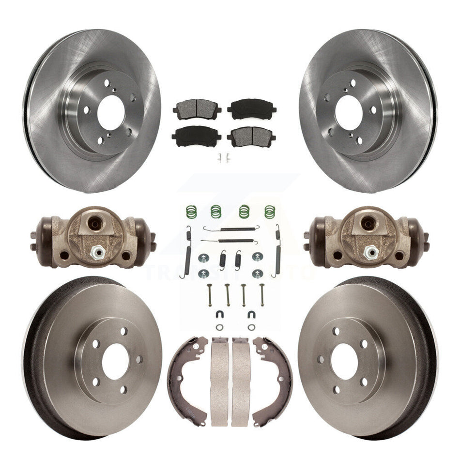 Front Rear Disc Brake Rotors Semi-Metallic Pads And Drum Kit (9Pc) For 1998-2002 Subaru Forester 4-Wheel ABS K8S-102548