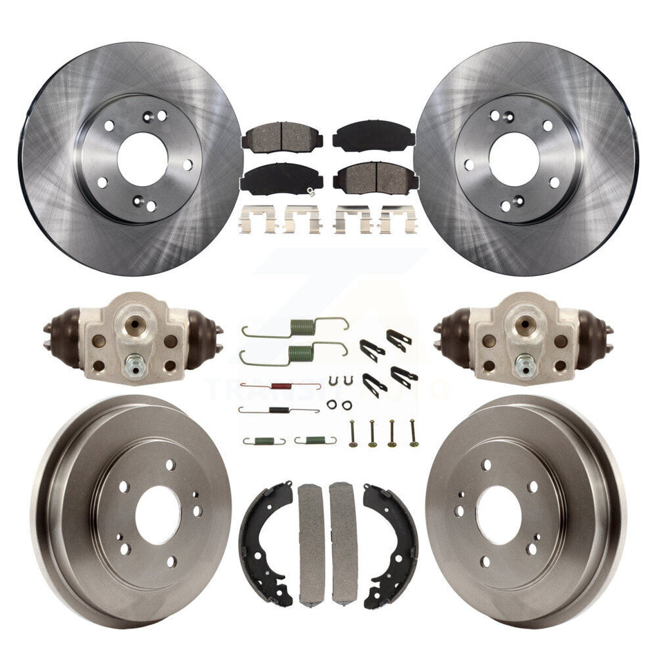 Front Rear Disc Brake Rotors Semi-Metallic Pads And Drum Kit (9Pc) For Honda Civic GX K8S-102551