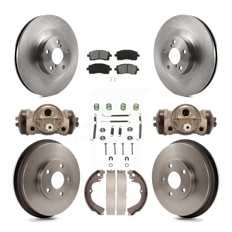 Front Rear Disc Brake Rotors Semi-Metallic Pads And Drum Kit (9Pc) For Subaru Impreza WRX K8S-102563
