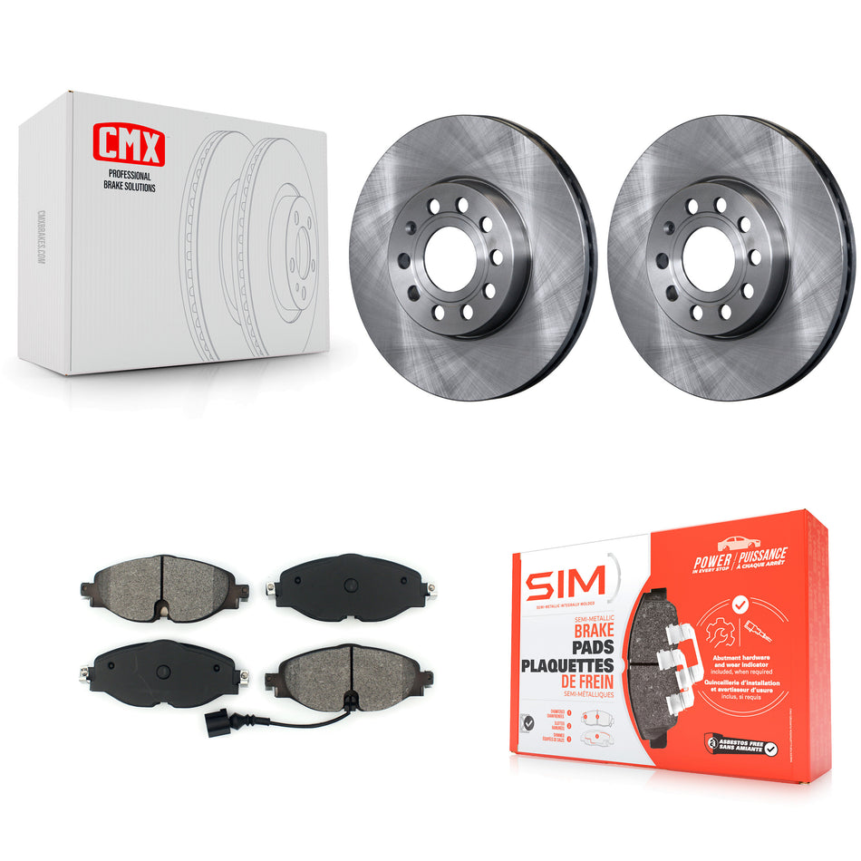 Front Disc Brake Rotors And Semi-Metallic Pads Kit For Volkswagen Jetta Audi Golf A3 SportWagen Quattro e-Golf Taos K8S-102580