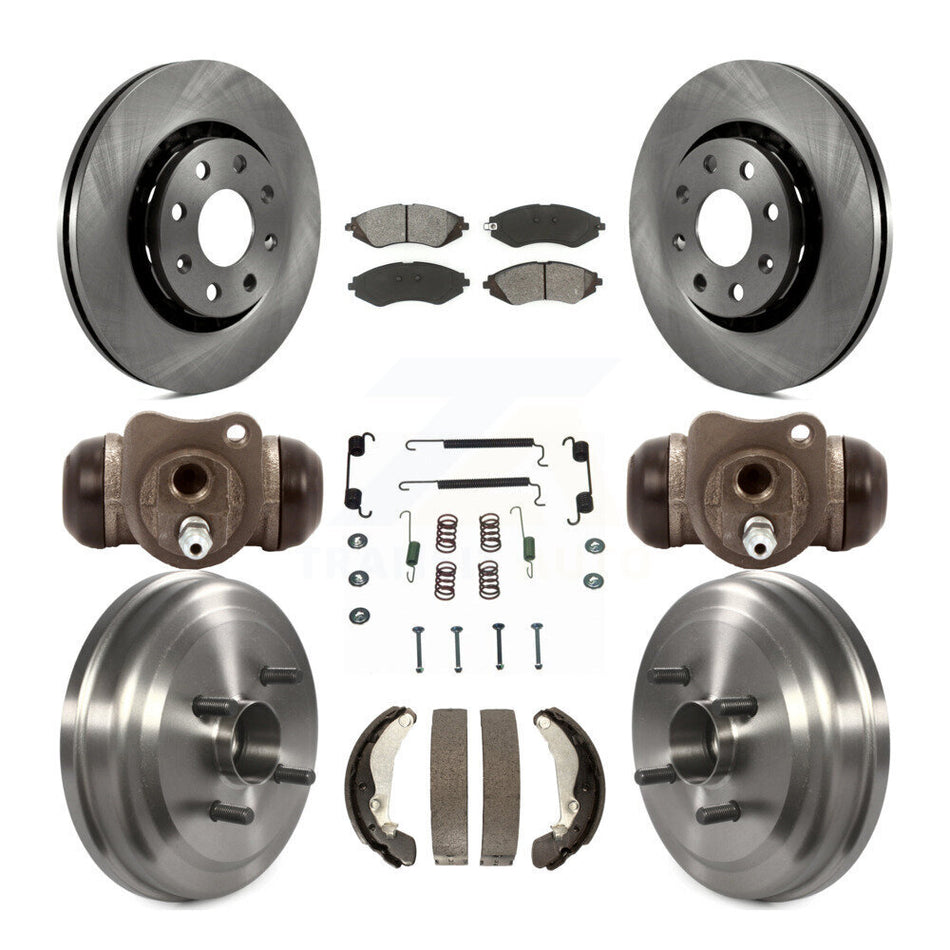 Front Rear Disc Brake Rotors Semi-Metallic Pads And Drum Kit (9Pc) For Chevrolet Aveo Aveo5 Pontiac G3 Wave Wave5 With Hub Assembly K8S-102590