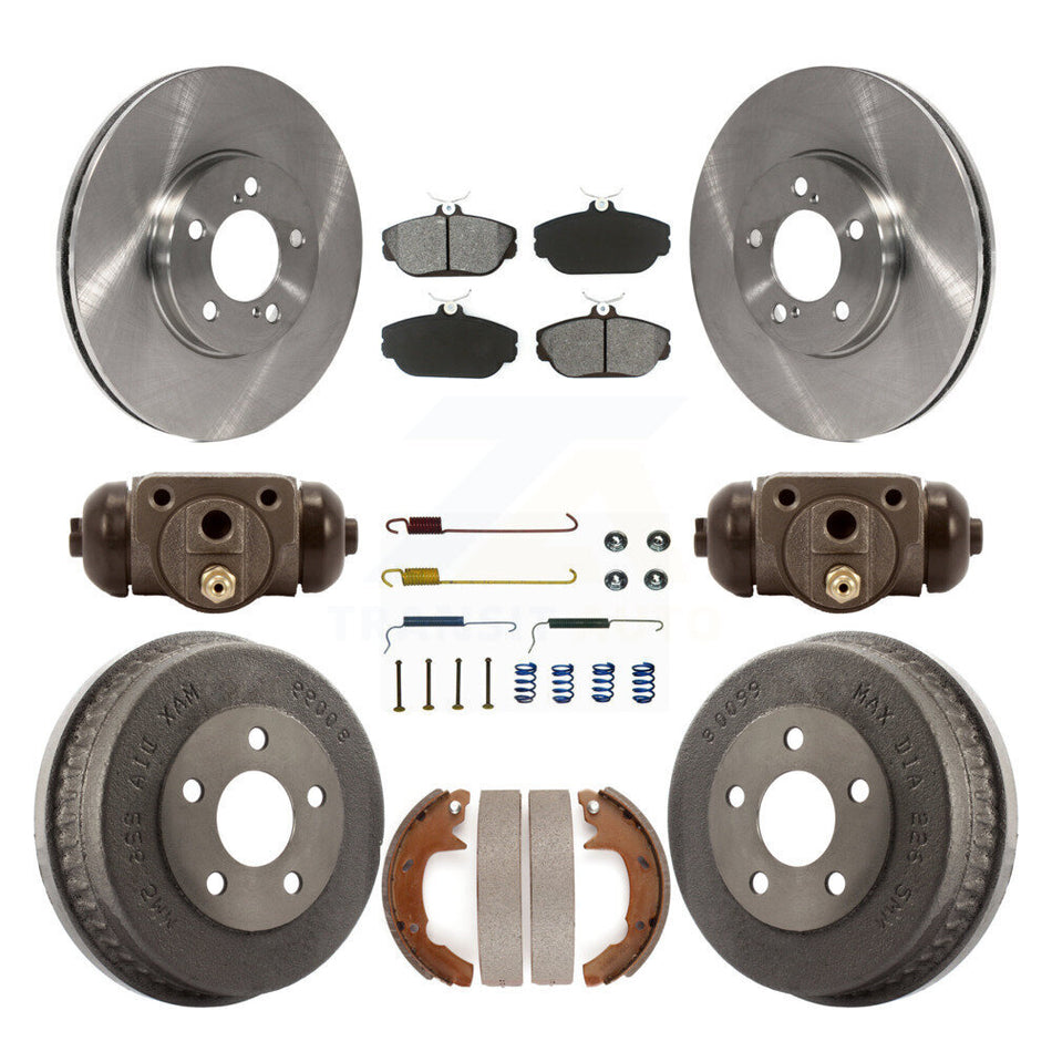 Front Rear Disc Brake Rotors Semi-Metallic Pads And Drum Kit (9Pc) For 2001-2002 Ford Taurus Sedan with rear brakes With Police or Taxi Package K8S-102604
