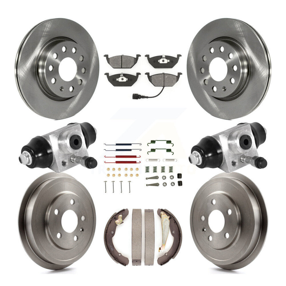 Front Rear Disc Brake Rotors Semi-Metallic Pads And Drum Kit (9Pc) For Volkswagen Jetta K8S-102633