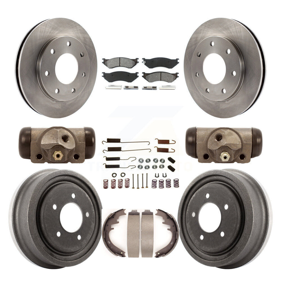 Front Rear Disc Brake Rotors Semi-Metallic Pads And Drum Kit (9Pc) For 1999 Ford F-150 4WD With 7 Lug Wheels K8S-102635
