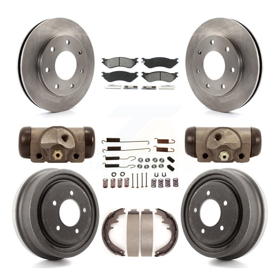 Front Rear Disc Brake Rotors Semi-Metallic Pads And Drum Kit (9Pc) For 1999 Ford F-150 4WD With 7 Lug Wheels K8S-102635