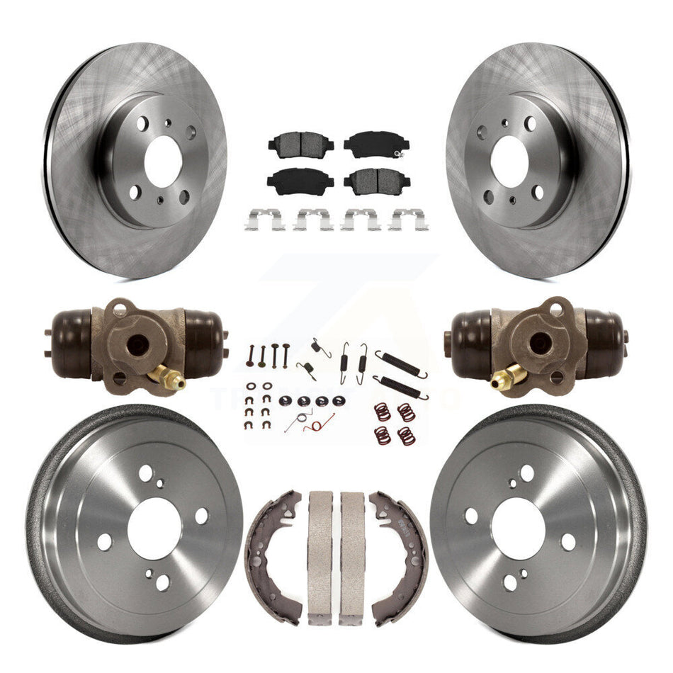Front Rear Disc Brake Rotors Semi-Metallic Pads And Drum Kit (9Pc) For 2000 Toyota Echo From 08 00 K8S-102660