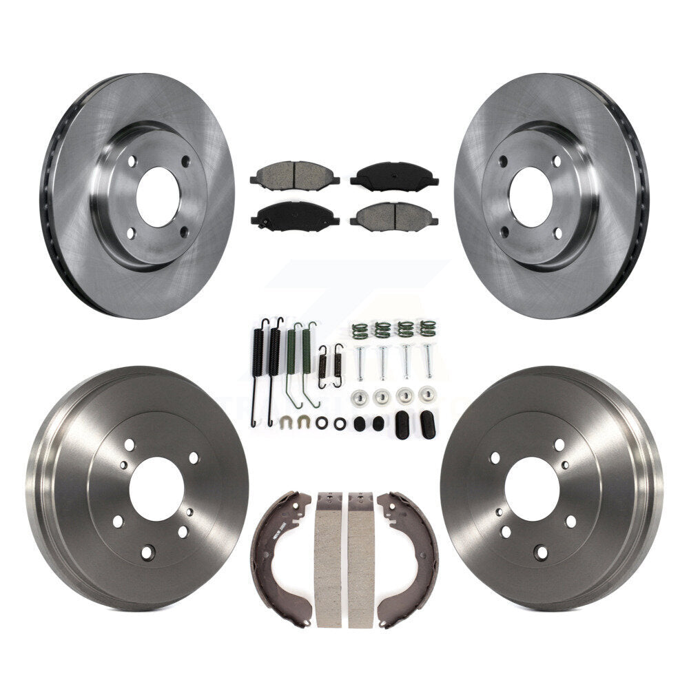 Front Rear Brake Rotor Semi-Metallic Pad Drum Kit (7Pc) For 2008 Nissan Versa 4-Wheel ABS K8S-102714