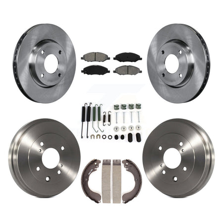 Front Rear Brake Rotor Semi-Metallic Pad Drum Kit (7Pc) For 2008 Nissan Versa 4-Wheel ABS K8S-102714