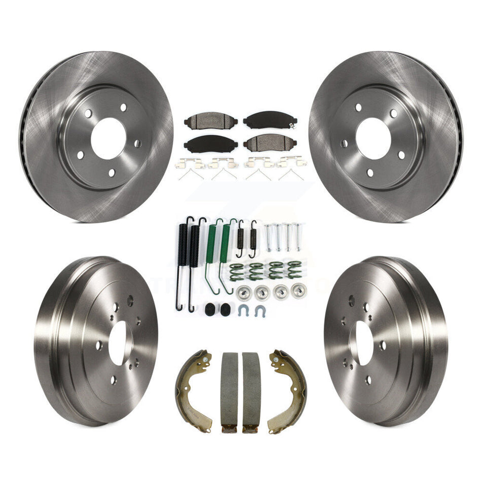 Front Rear Brake Rotor Semi-Metallic Pad & Drum Kit (7Pc) For Nissan NV200 Chevrolet City K8S-102715