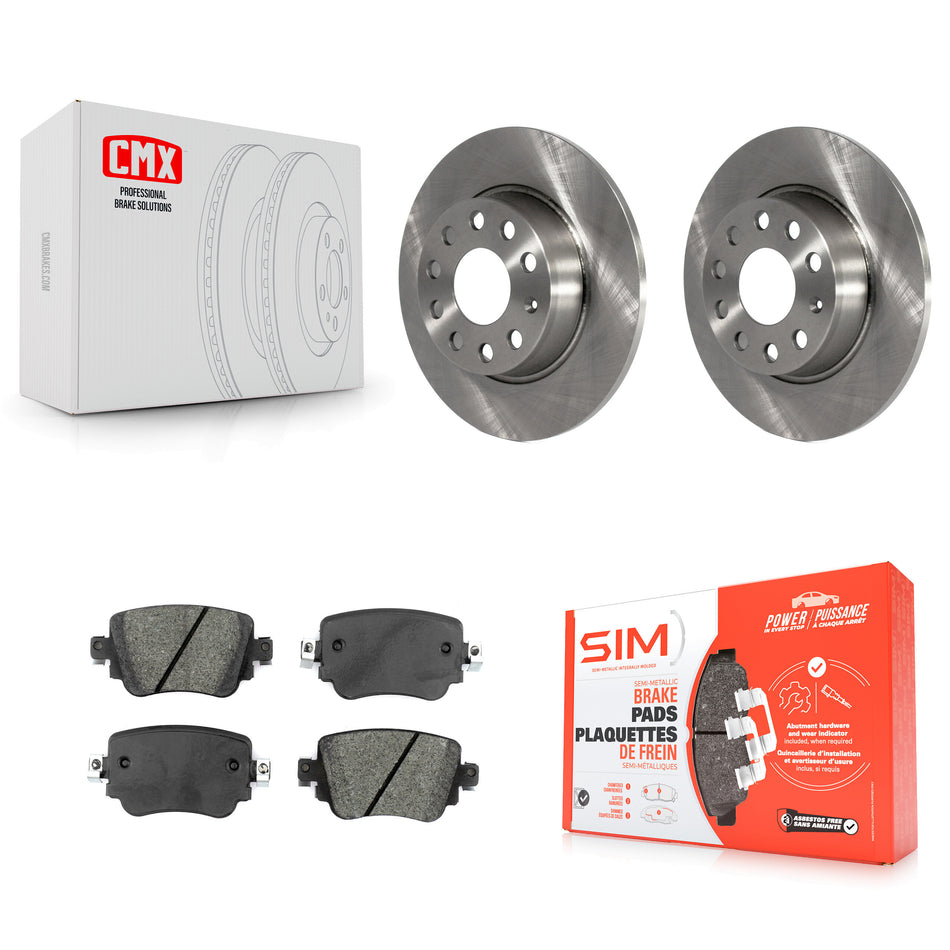 Rear Disc Brake Rotors And Semi-Metallic Pads Kit For Volkswagen Passat GTI Golf SportWagen Alltrack K8S-102723