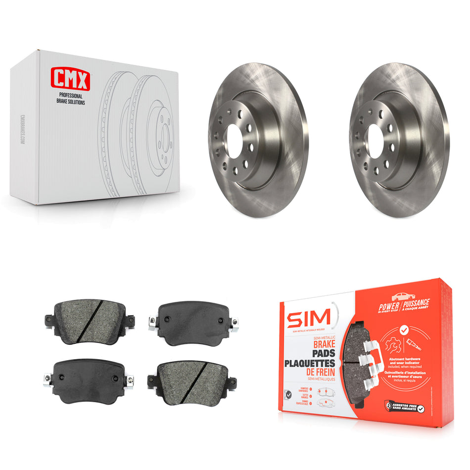 Rear Disc Brake Rotors And Semi-Metallic Pads Kit For 2016-2018 Audi Q3 Quattro K8S-102732