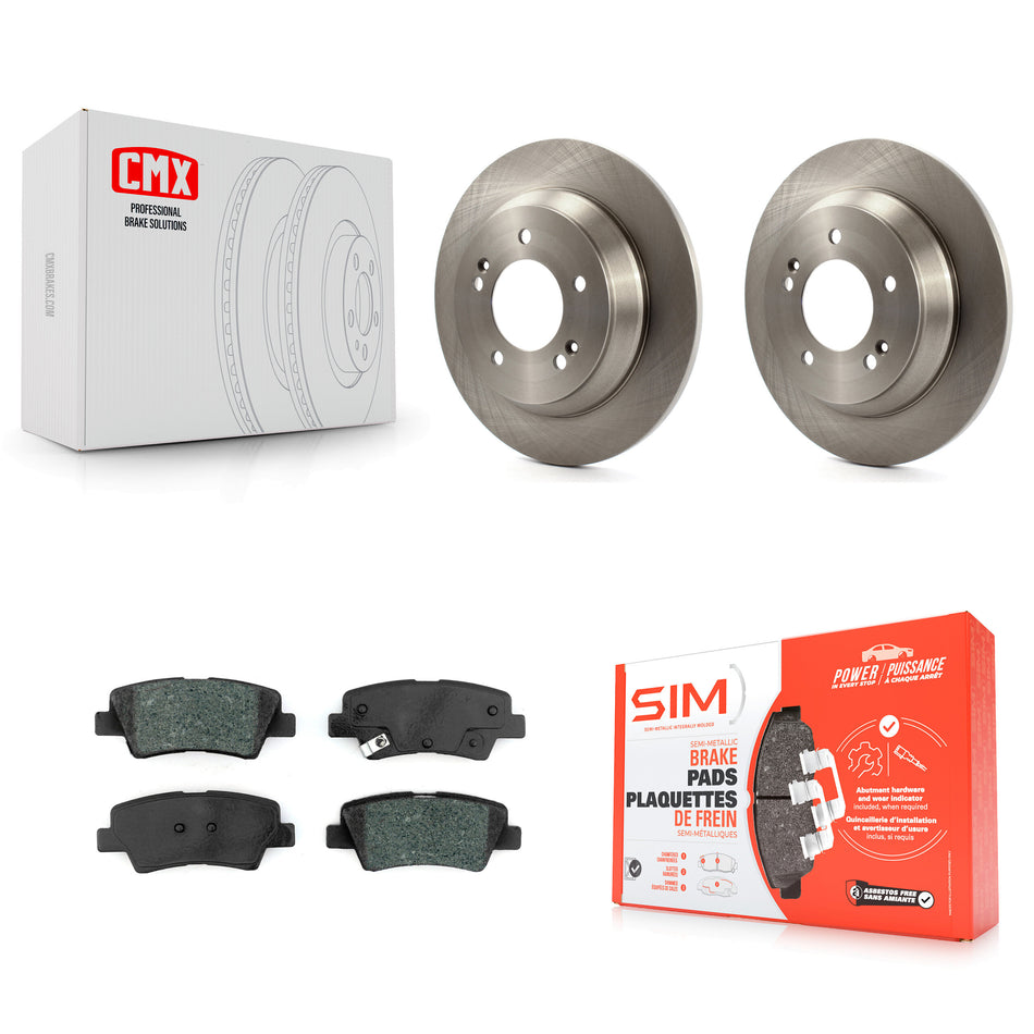 Rear Disc Brake Rotors And Semi-Metallic Pads Kit For 2014-2017 Kia Rondo With Manual Parking K8S-102735