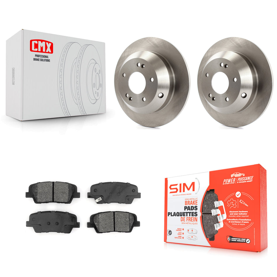 Rear Disc Brake Rotors And Semi-Metallic Pads Kit For 2014-2015 Kia Sorento With Red Painted Calipers K8S-102750