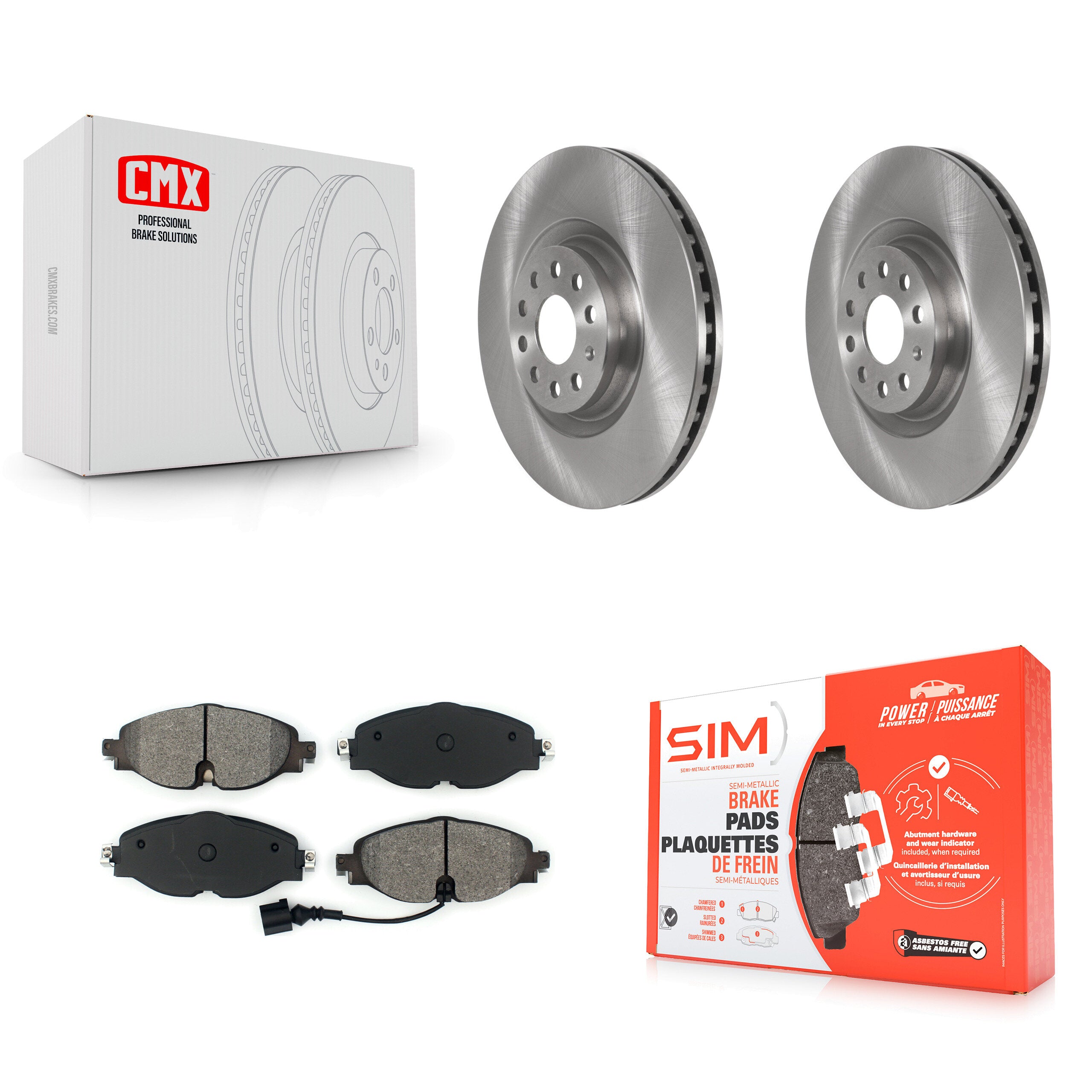 Front Disc Brake Rotors And Semi-Metallic Pads Kit For Volkswagen Golf Audi A3 K8S-102767