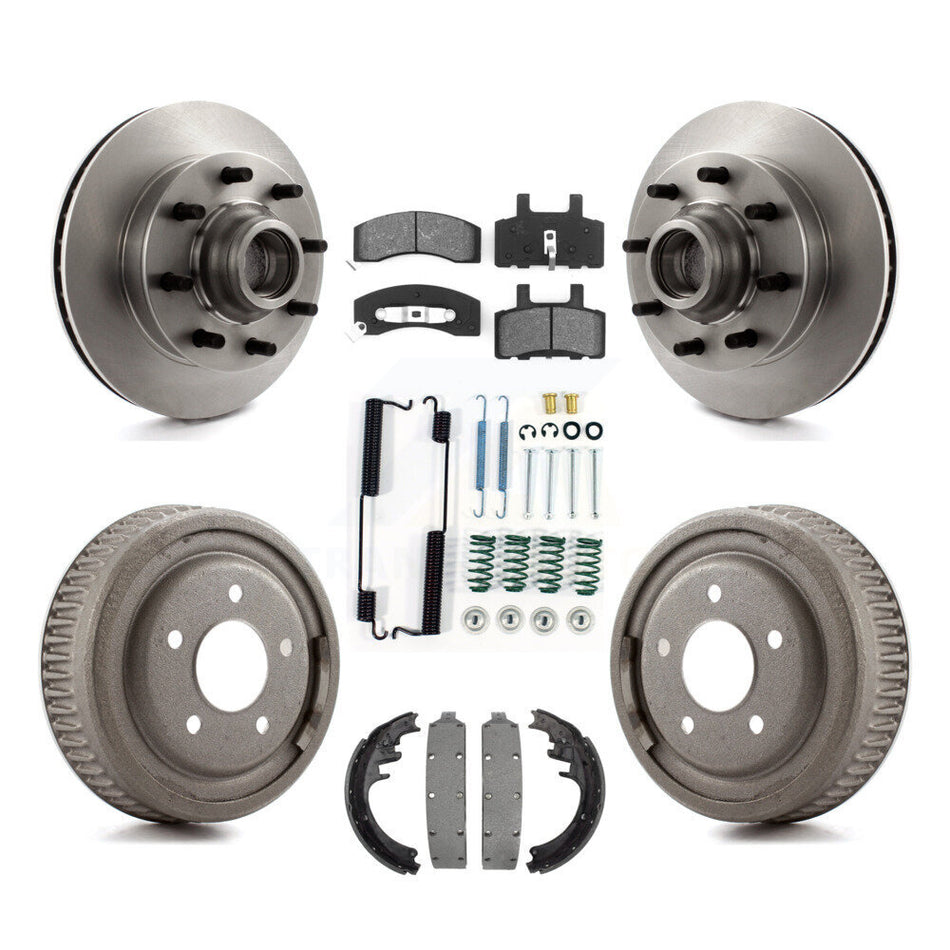 Front Rear Disc Brake Rotors Hub Assembly Semi-Metallic Pads And Drum Kit (7Pc) For 1998-1999 Chevrolet C1500 Suburban DIESEL engine With 10" Diameter K8S-102834